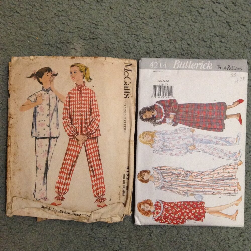 Lot of 2 (1 UNCUT & COMPLETE & 1 CUT & COMPLETE) Vintage '50s-'90s Sleepwear
